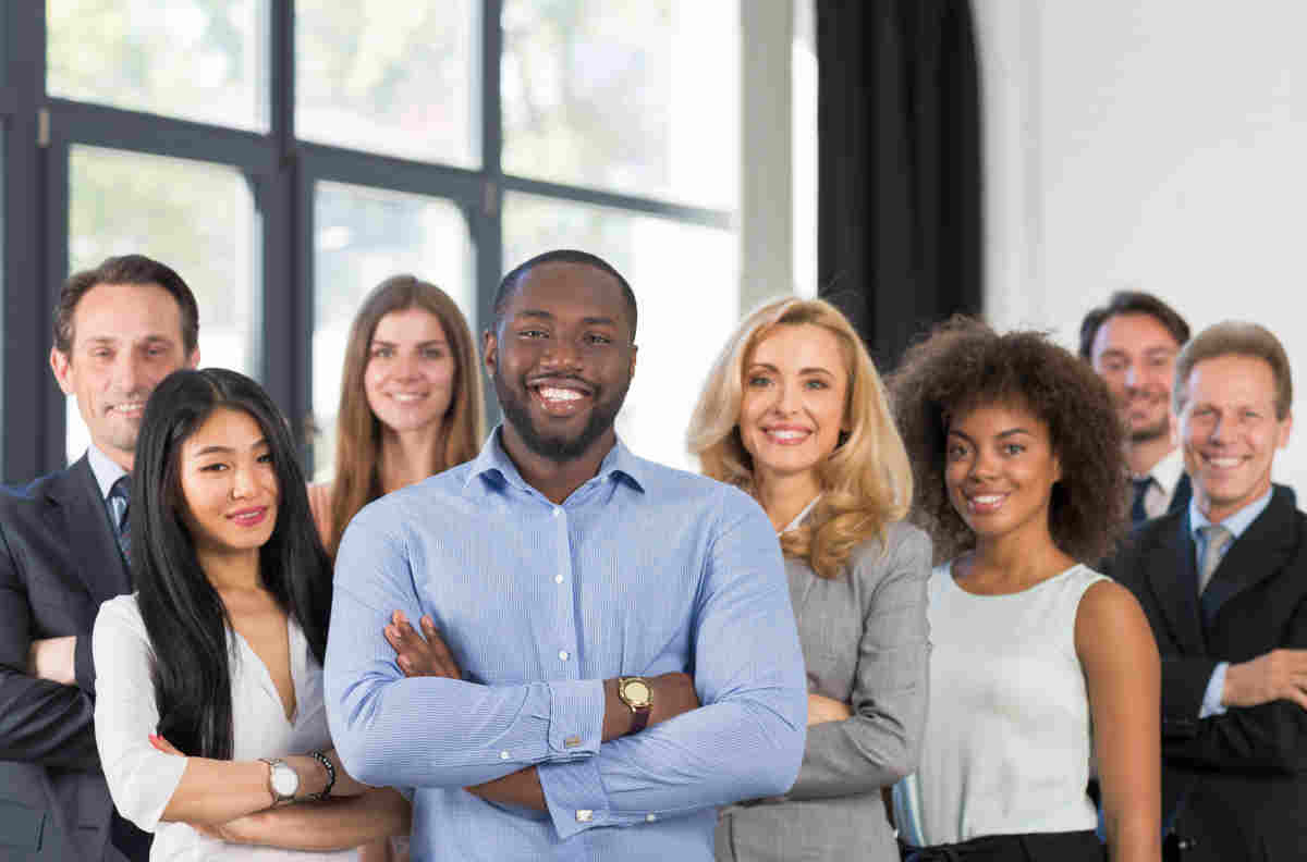 African American Businessman Boss With Group 