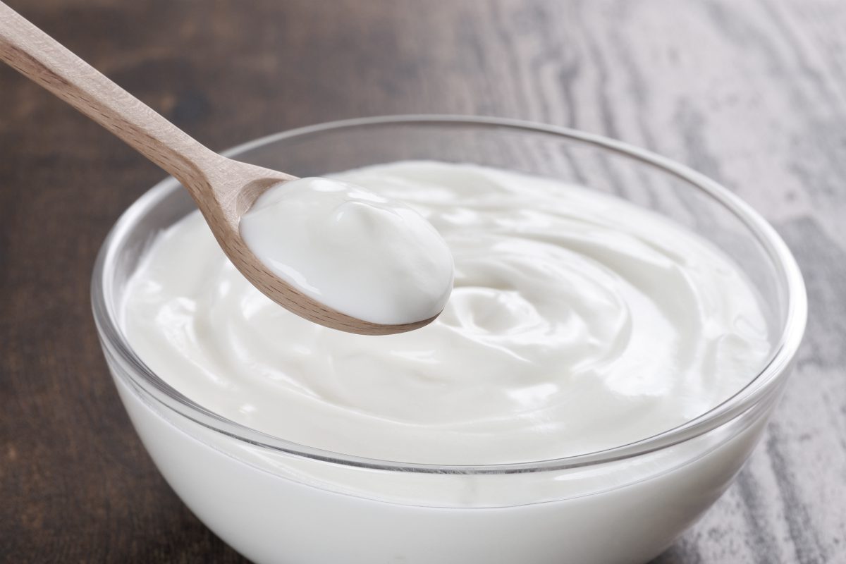 plain white yogurt on glass bowl on a wooden table | vegan probiotics | best vegan probiotics | does vegan yogurt have probiotics