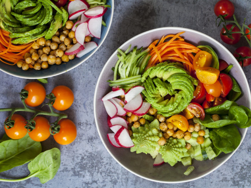 photo of a colorful raw food bowl