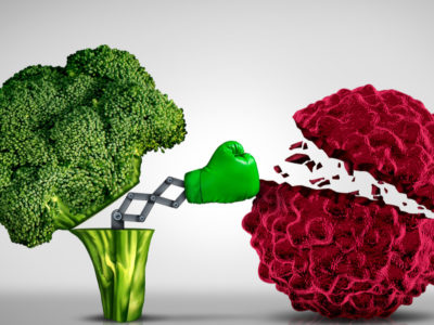 broccoli punching cancer cell